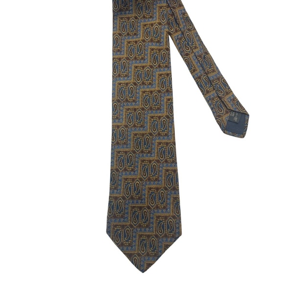 ERMENEGILDO ZEGNA Vintage Silk Tie Necktie Paisley Geometric Print Made in Italy - Picture 1 of 7